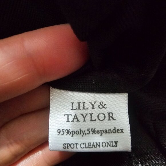 Lily‎ & Taylor Black Scuba Knit Dress Sz 6 Silver Flared Asymmetric Gatsby Party - Picture 12 of 16